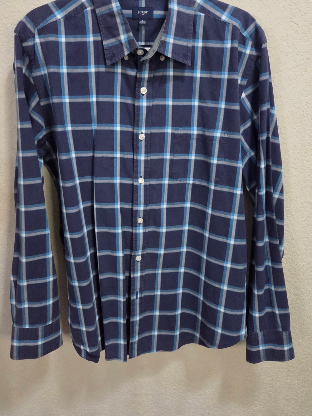 J. Crew Navy Blue Plaid Button-Down Shirt